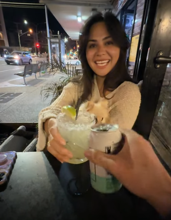 Cheers! Celebrating our purchase